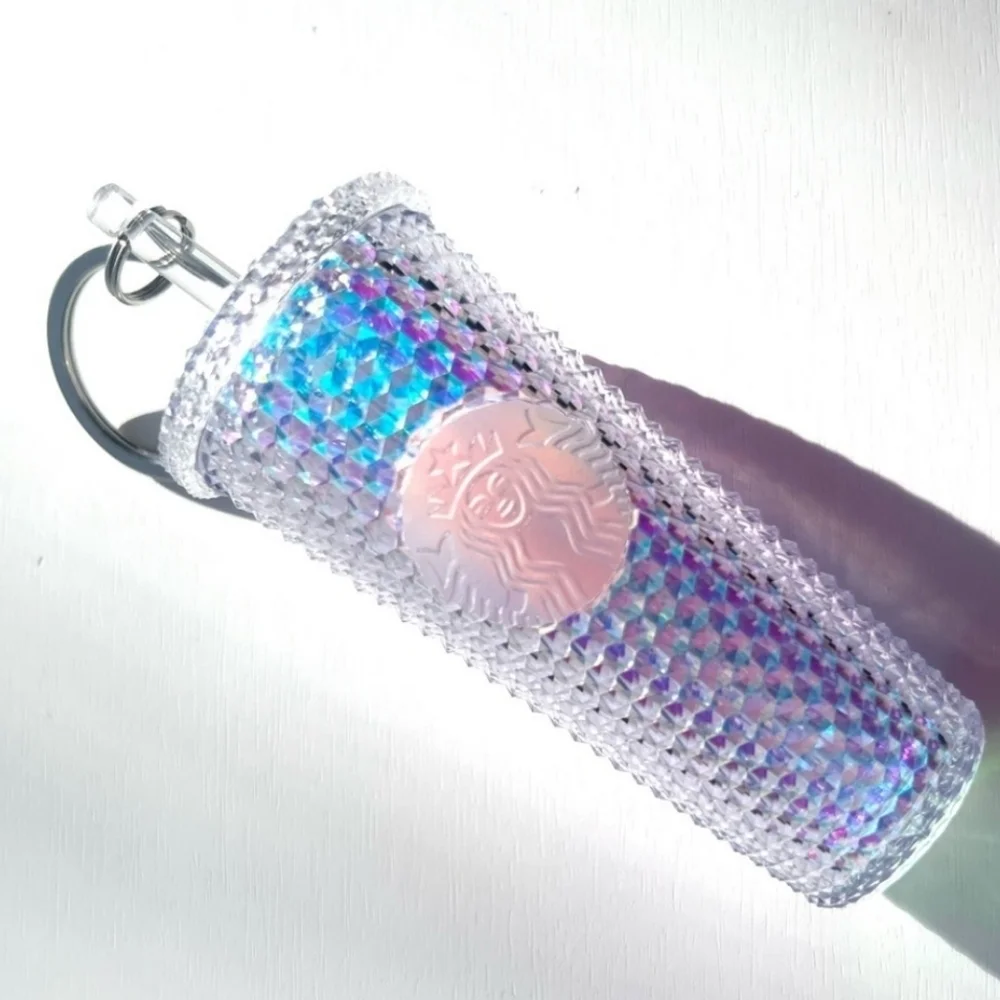 Starbucks Silver Iridescent Studded Cup Keychain! So Cute!